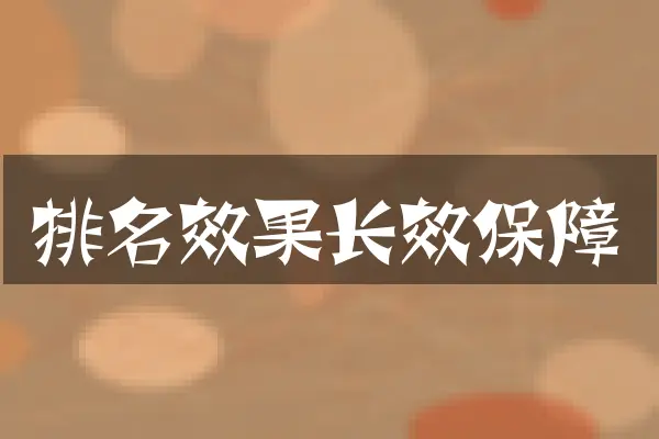 排名效果长效保障